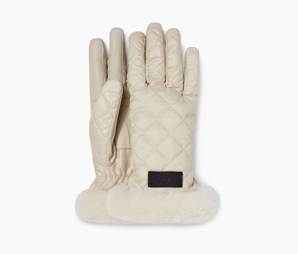 Ugg Glove Womens - Ugg Quilted Performance White - 387TXIQEF